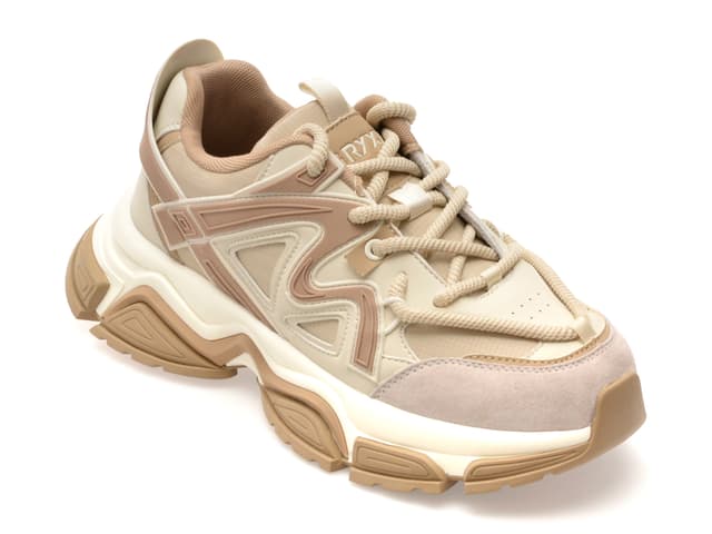 Pantofi sport GRYXX bej, 1006, din material textil si piele naturala