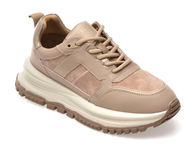 Pantofi sport EPICA bej, QS319, din piele naturala