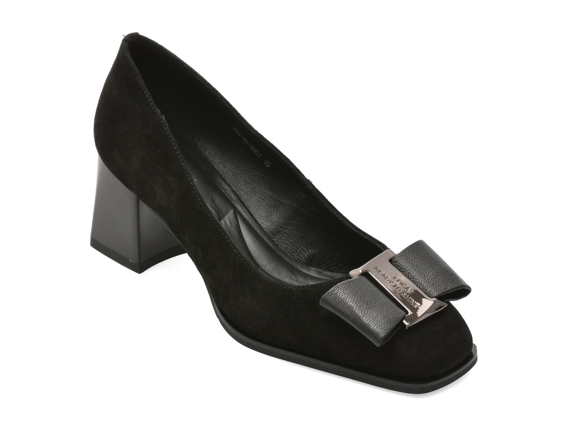 Pantofi eleganti EPICA negri, 763M6, din piele intoarsa