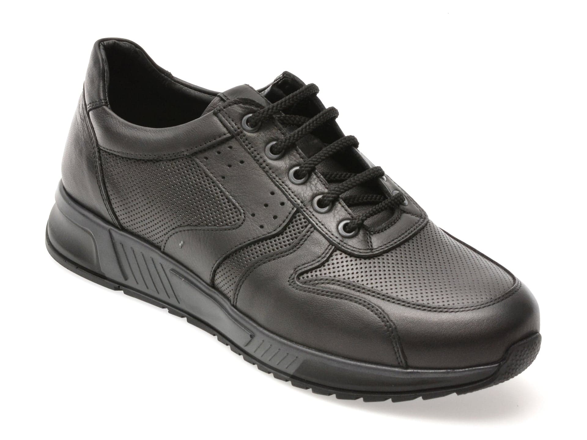 Pantofi sport OTTER negri, ET424, din piele naturala
