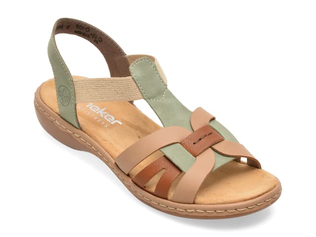 Sandale RIEKER bej, 65918, din piele ecologica