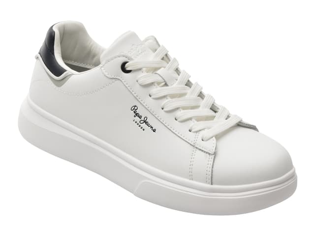 Pantofi sport PEPE JEANS albi, MS0044, din piele naturala