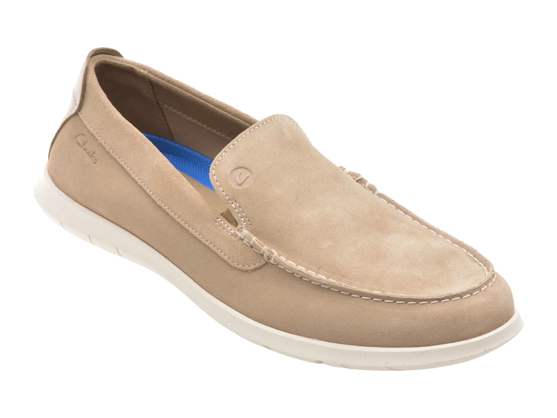 Mocasini CLARKS bej, FLEXWAY STEP, din piele intoarsa