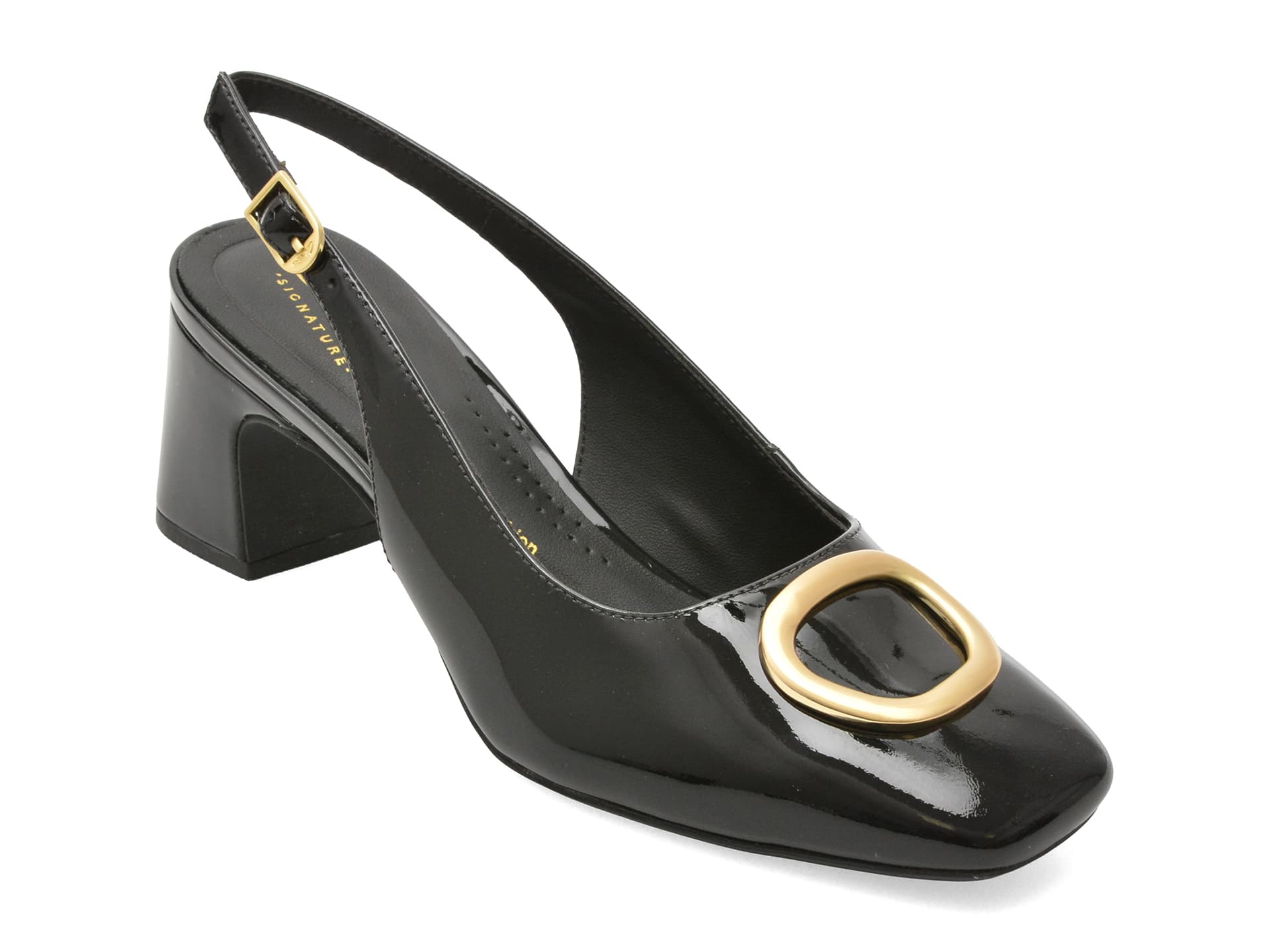 Pantofi eleganti CLARKS negri, FERNIE SLING, din piele naturala lacuita