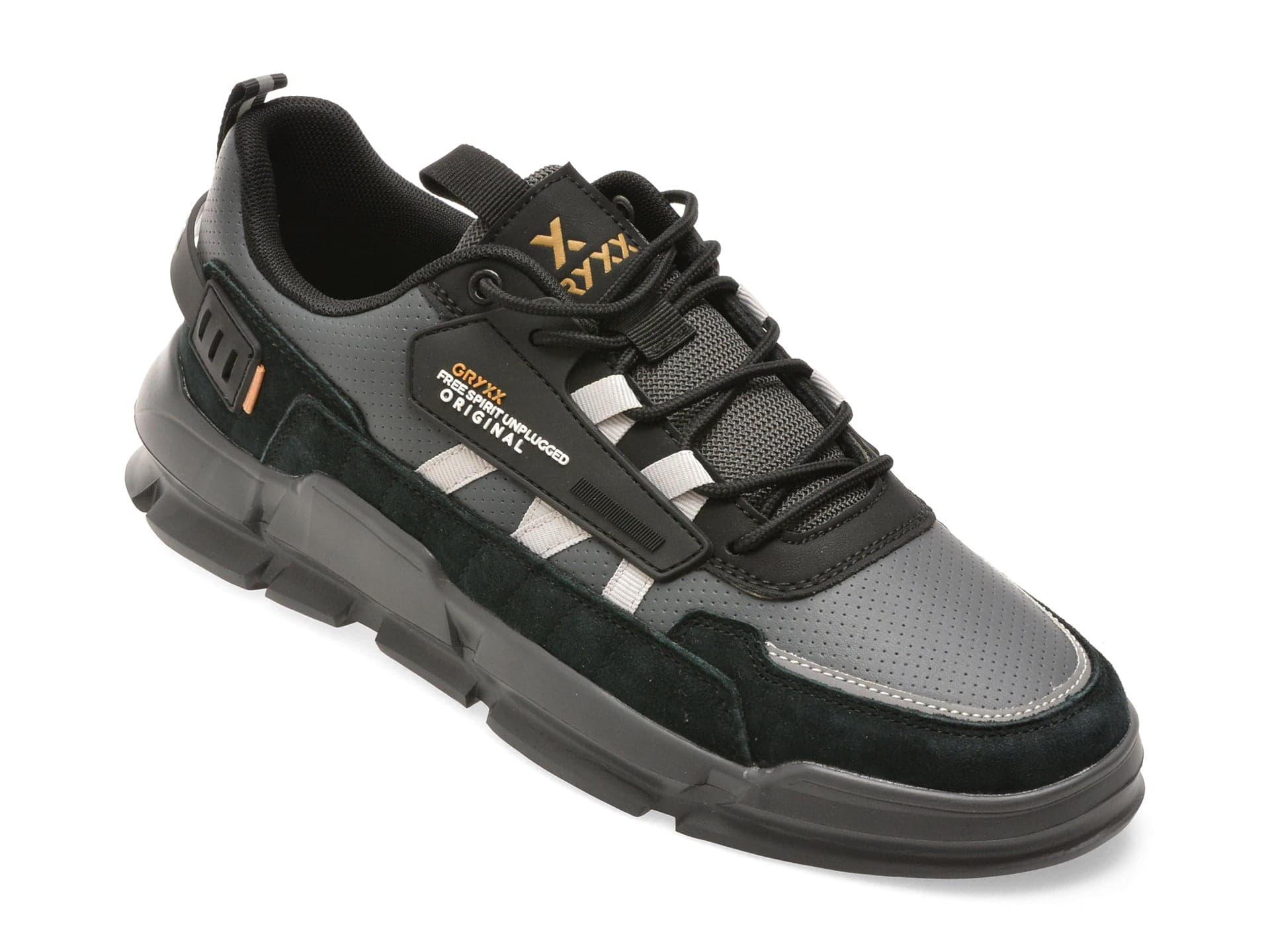 Pantofi sport GRYXX negri, 28186, din piele ecologica