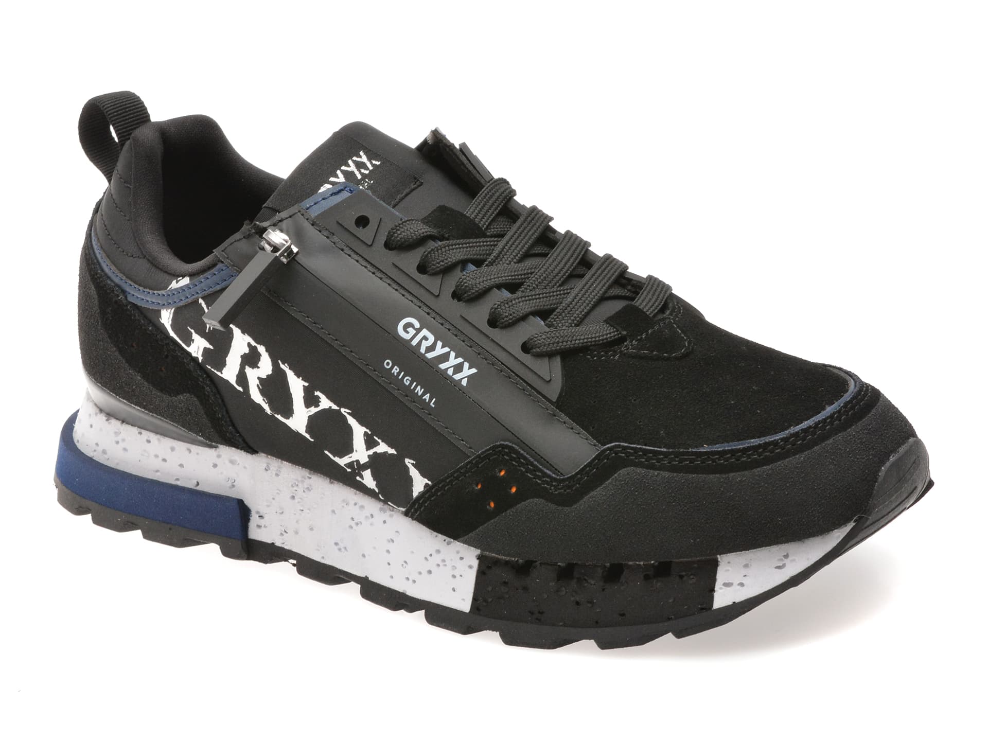 Pantofi sport GRYXX negri, 6013, din material textil si piele naturala