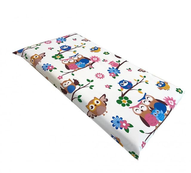 Cearsaf cu elastic pe colt 120x60 cm Bufnite cu maro