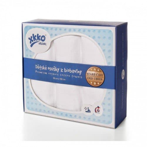 Set 3 prosoape muselina bbc organic 90x100cm Alb XKKO
