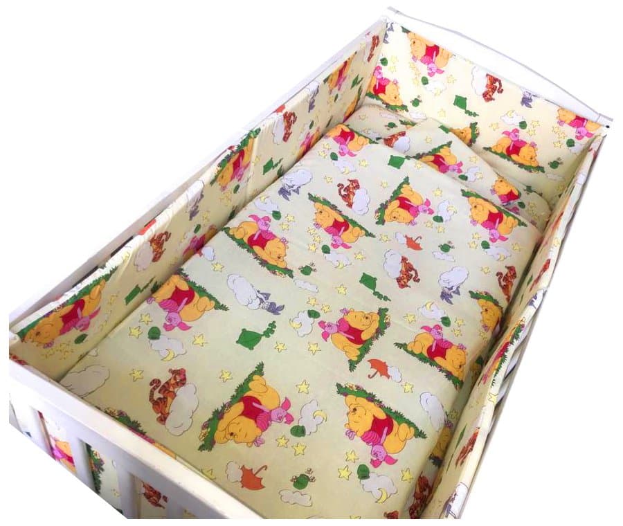 Lenjerie patut cu 5 piese Croitoria Noastra Winnie de Plus galben 140x70 cm