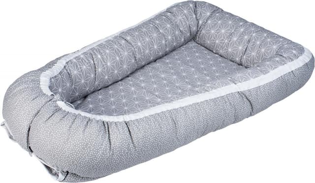 Baby Nest cu 2 fete, grey snowflakes 72x42x15 cm