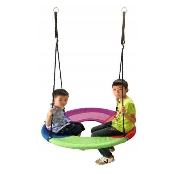 Leagan rotund tip cuib Ecotoys cu spatiu pentru picioare multicolor