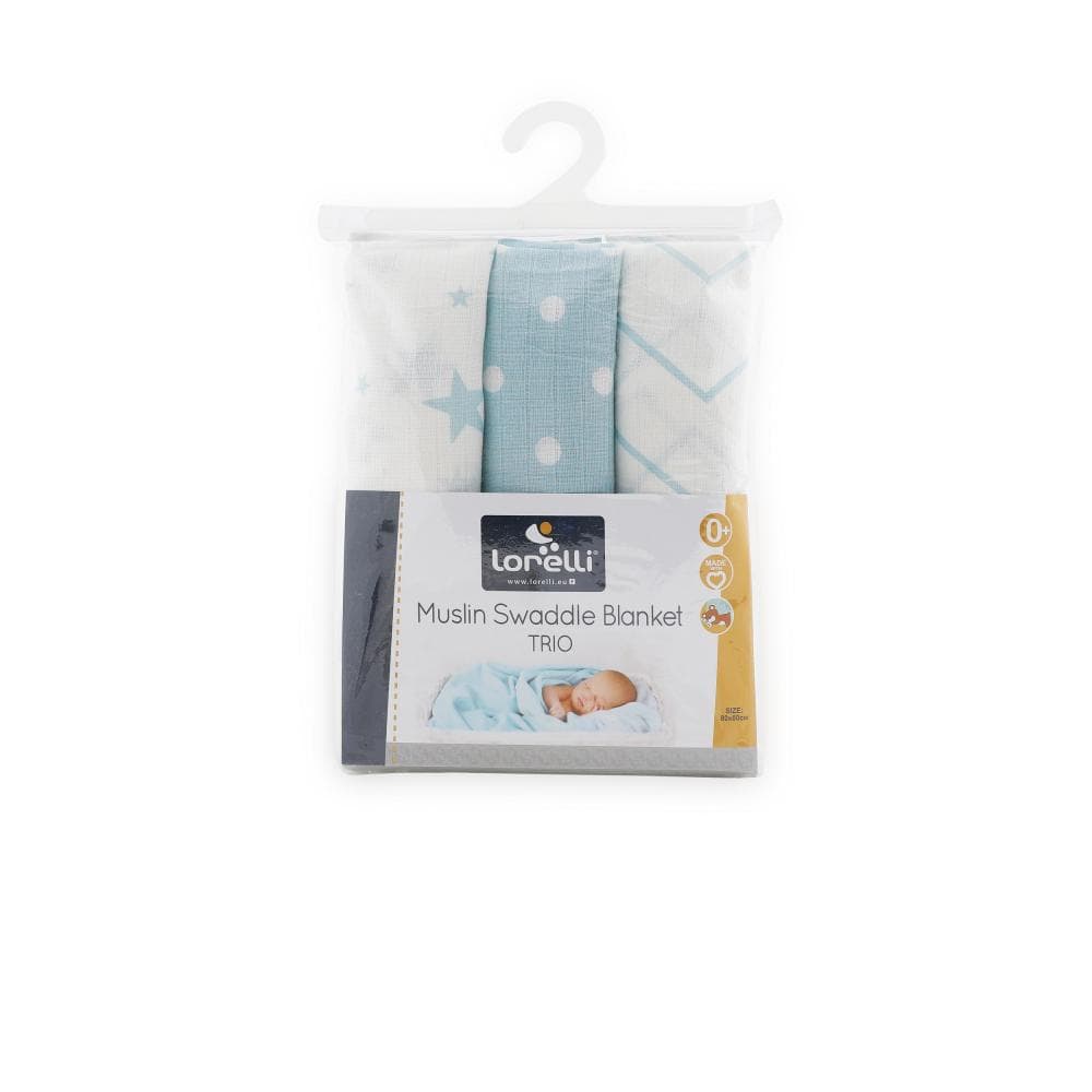 Set 3 scutece pled muselina 80 x 80 cm Blue Mix