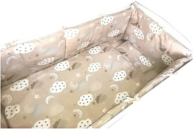 Lenjerie patut 140x70 cm 7 piese cu bumper Deseda Norisori bej