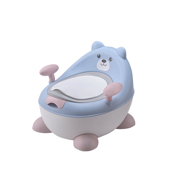 Olita pentru copii Little Mom Bear Potty Blue cu picioruse inaltatoare antiderapante, cu manere de sustinere , vas colector detasabil, dimensiune 29 x 35 x 34 cm