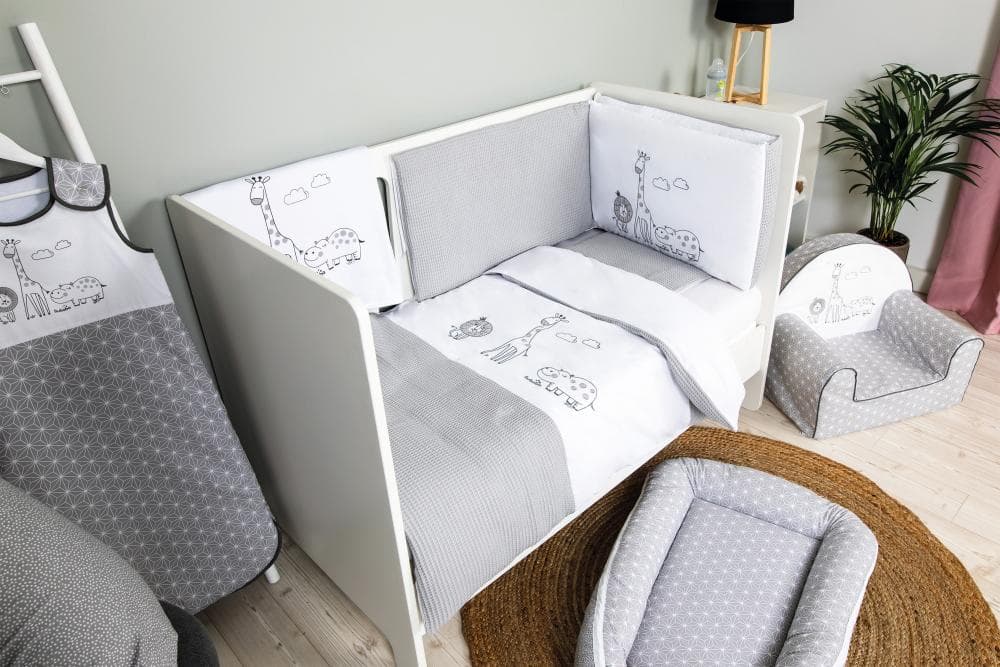 Set de pat pentru bebelusi Safari 6 piese bumbac
