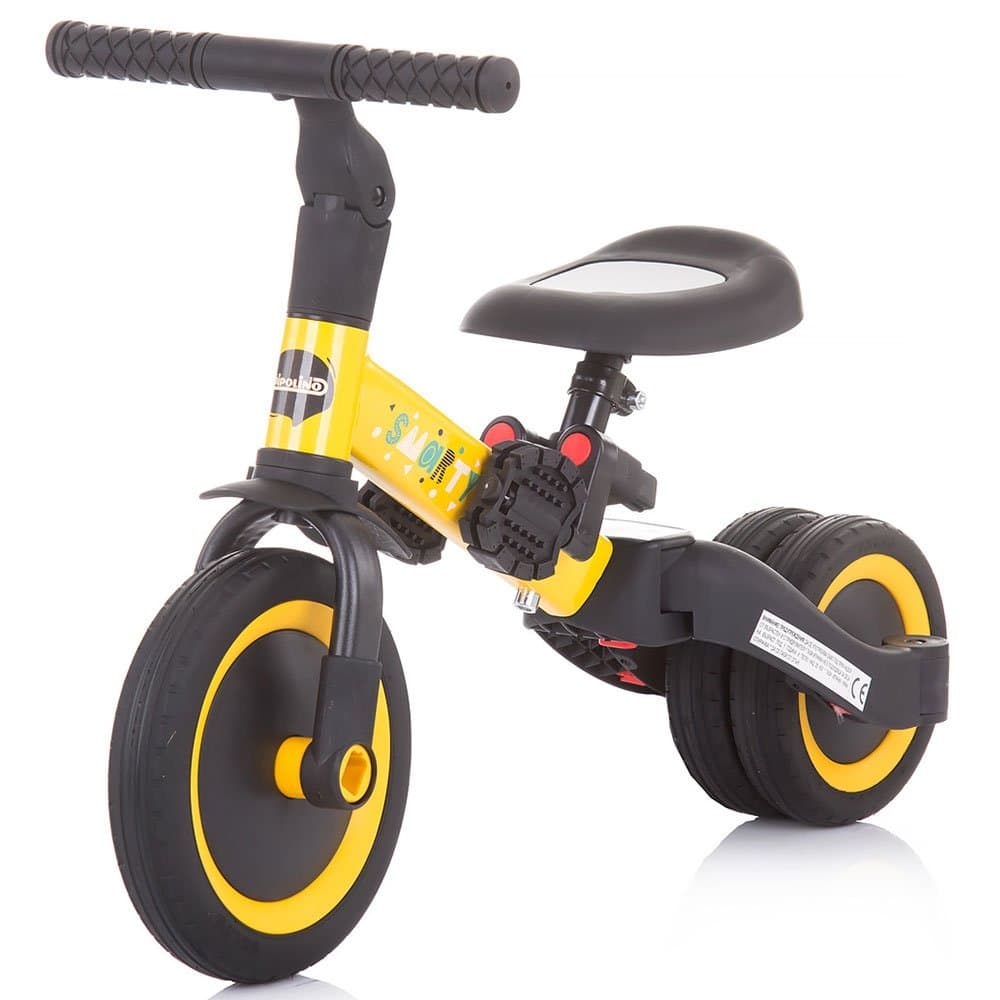 Tricicleta pentru copii Chipolino Smarty Yellow 2 in 1, ghidon reglabil, de la 1 ani si o greutate de pana la 25 kg