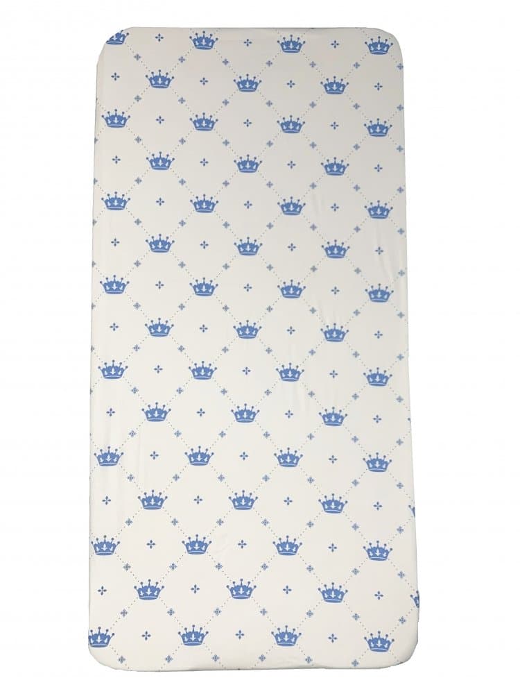 Cearsaf cu elastic pe colt 140x70 cm Coronite albastre