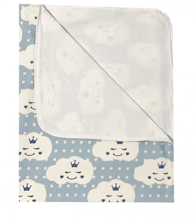 Paturica dubla de vara bebelusi DeLuxe 98x78 cm norisori zambareti albastri