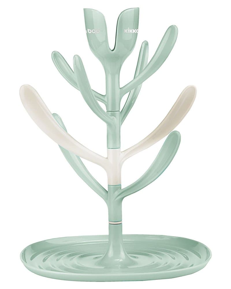 Suport pentru uscat biberoane KikkaBoo Tulip Mint,capacitate pana la 8 biberoane,din plastic nontoxic fara BPA