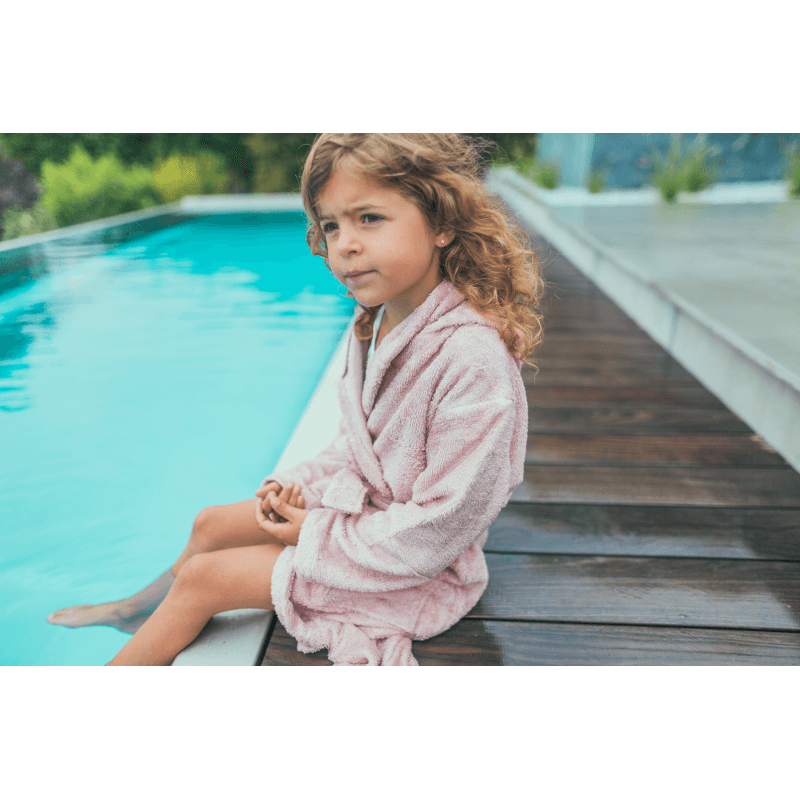 Halat de baie frotir din bambus pentru copii 8-10 ani Misty Rose