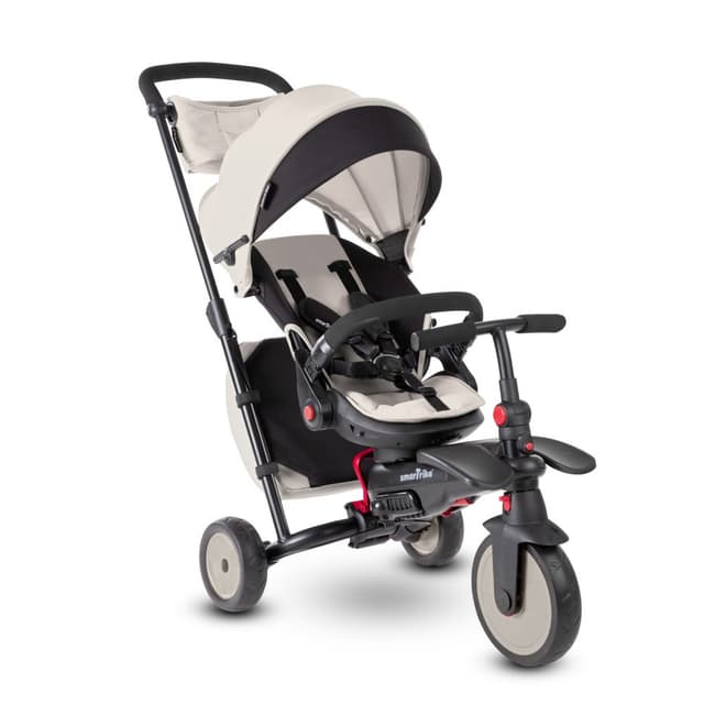 Tricicleta pentru copii Smart Trike STR7 Warm Grey 7 in 1 ultrapliabila, spatar reglabil, sistem patentat Touch Steering, roti din cauciuc cu functie de absorbire a socurilor, varsta 6 luni+