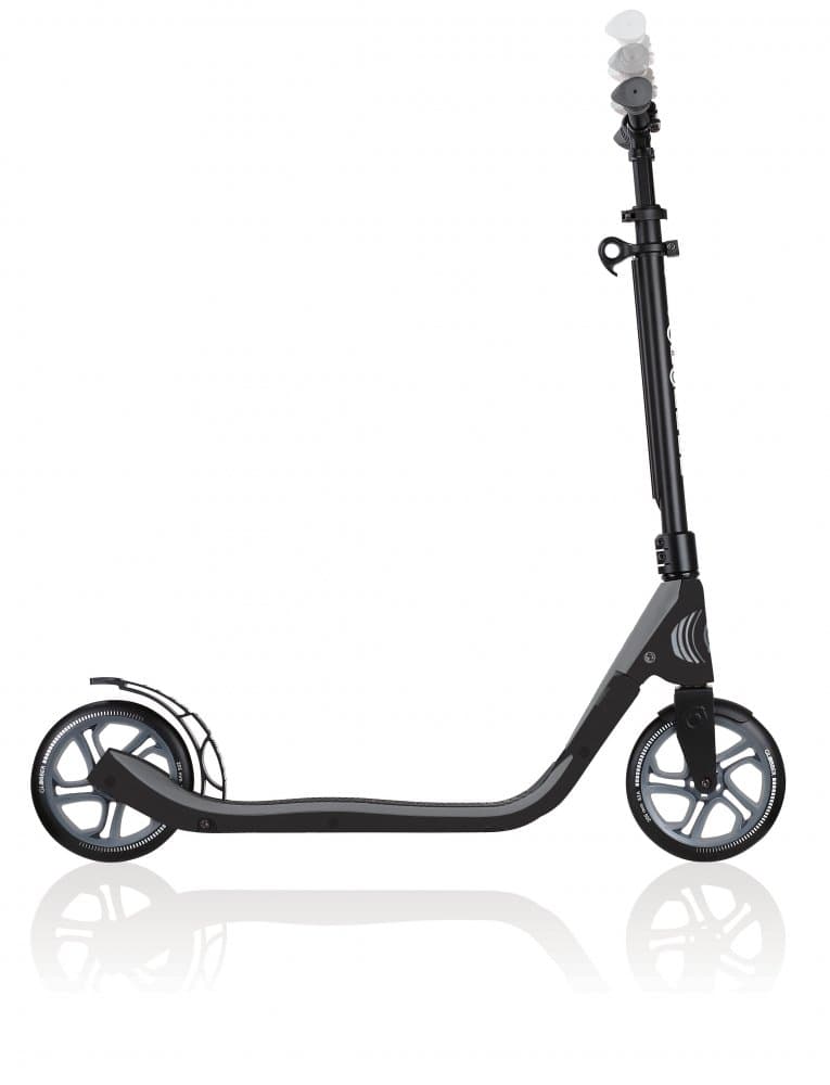 Trotineta Globber pliabila adult One NL 205 negru, cadru din aluminiu, ghidon reglabil, platforma antiderapanta, greutate admisa 100 kg