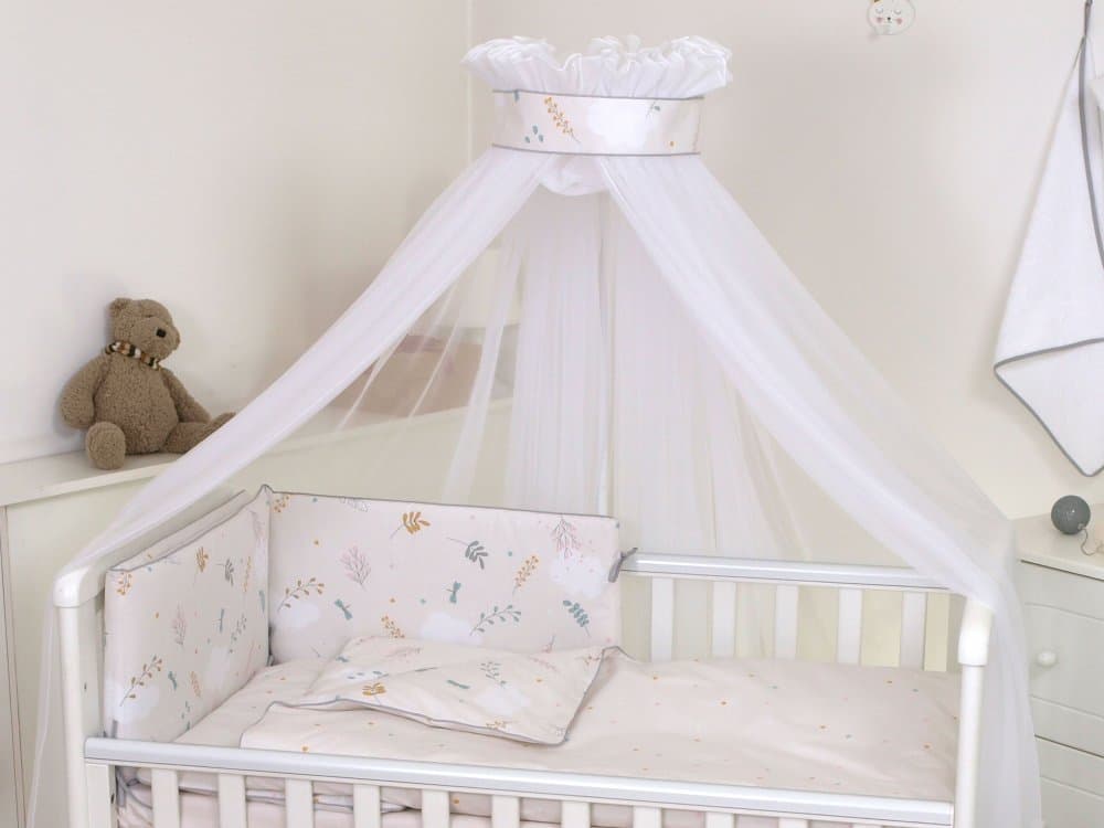 Baldachin din tul pentru patut bebe Airy Beige 160 x 600 cm
