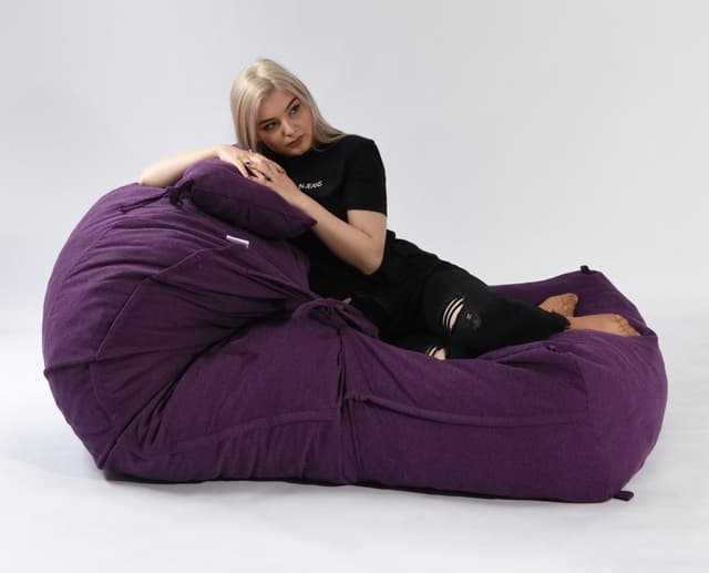 Fotoliu Pufrelax Yoga XL cu perna Mulberry Gama Premium Textil umplut cu fulgi de burete memory mix