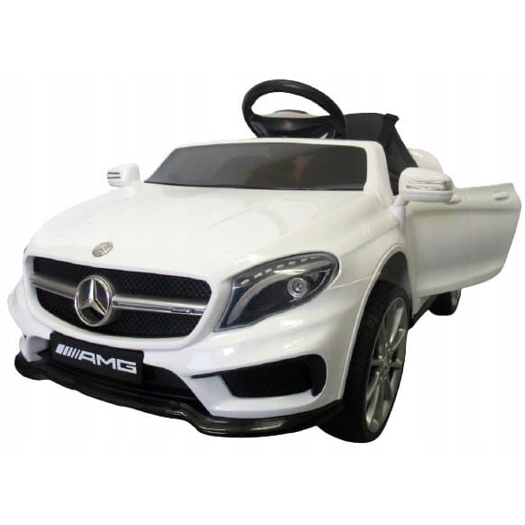 Masinuta electrica pentru copii Mercedes GLA45 Alb 70W cu telecomanda, roti EVA si scaun piele, pornire lenta, lumini, panou de muzica, 2 usi cu deschidere