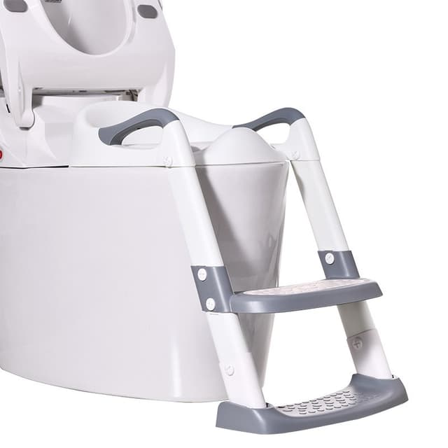 Reductor toaleta pentru copii Little Mom Safe Grey, cu manere laterale ergonomice, colac moale din spuma PU, inaltime ajustabila pe 5 nivele, design anti-stropire, baza antiderapanta, compatibilitate universala