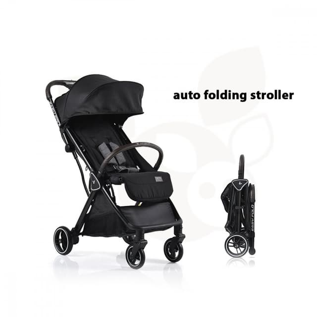 Carucior sport Cangaroo Easy Fold Negru cu pliere compacta Autofold,pana la 22kg,cadru din aluminiu,pozitie de somn,roti EVA detasabile si husa de picioare inclusa