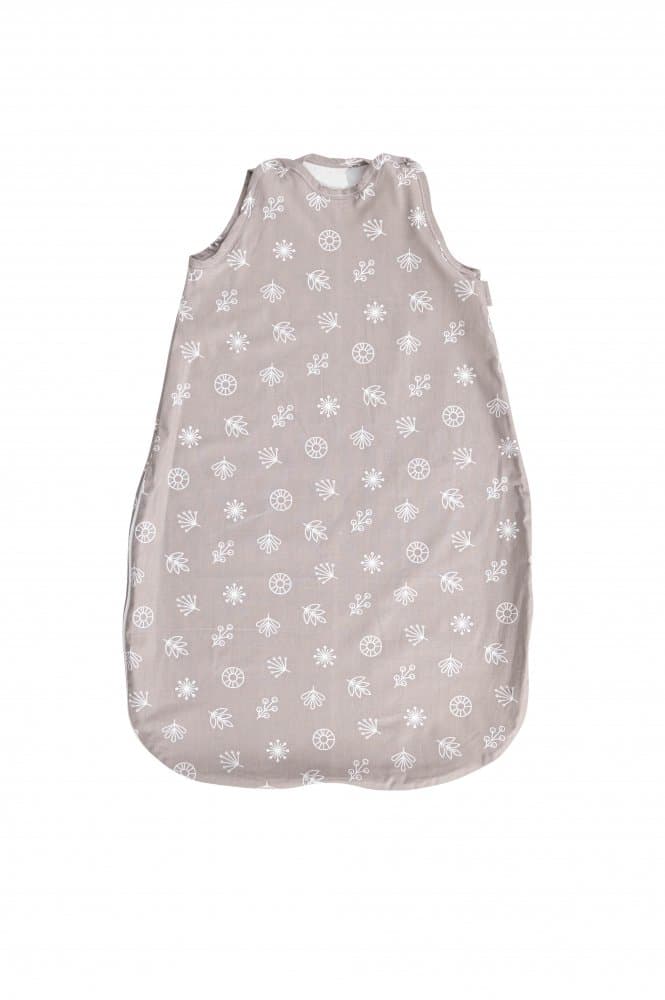 Sac de dormit de primavaravara 85 cm bumbac ranforce Abstract Leaves Grey Beige