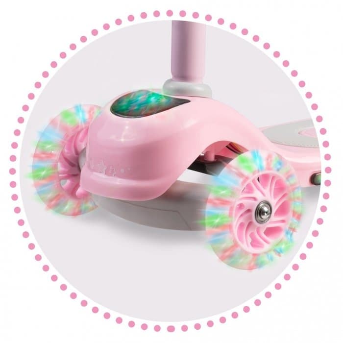 Trotineta pentru copii Ricokids Piko Roz cu inaltime ghidon reglabila,roti cu lumi LED,cadru din aluminiu, platforma antiderapanta,greutate admisa 35 kg