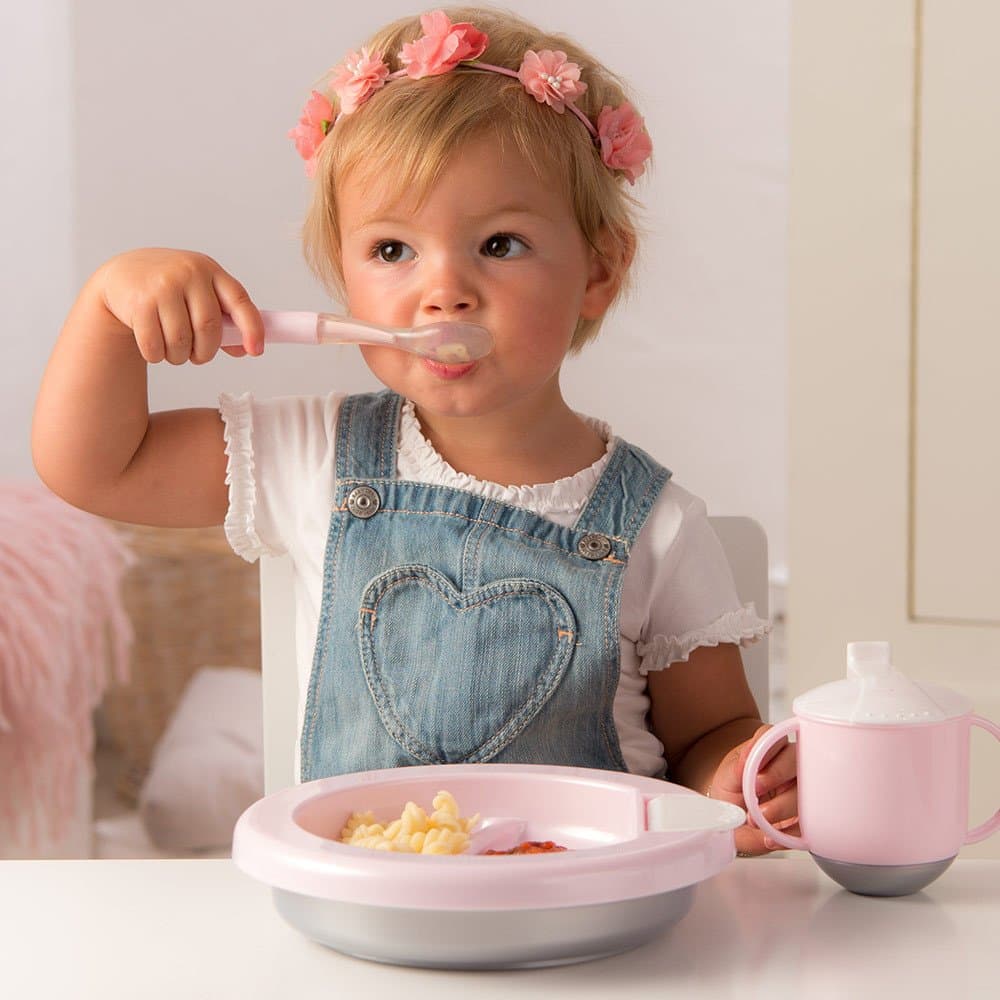 Farfurie termica 6 luni plus rose pearl white silver Rotho Baby Design