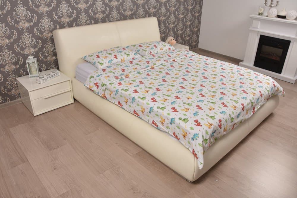 Lenjerie din bumbac pentru pat dublu model dinozauri