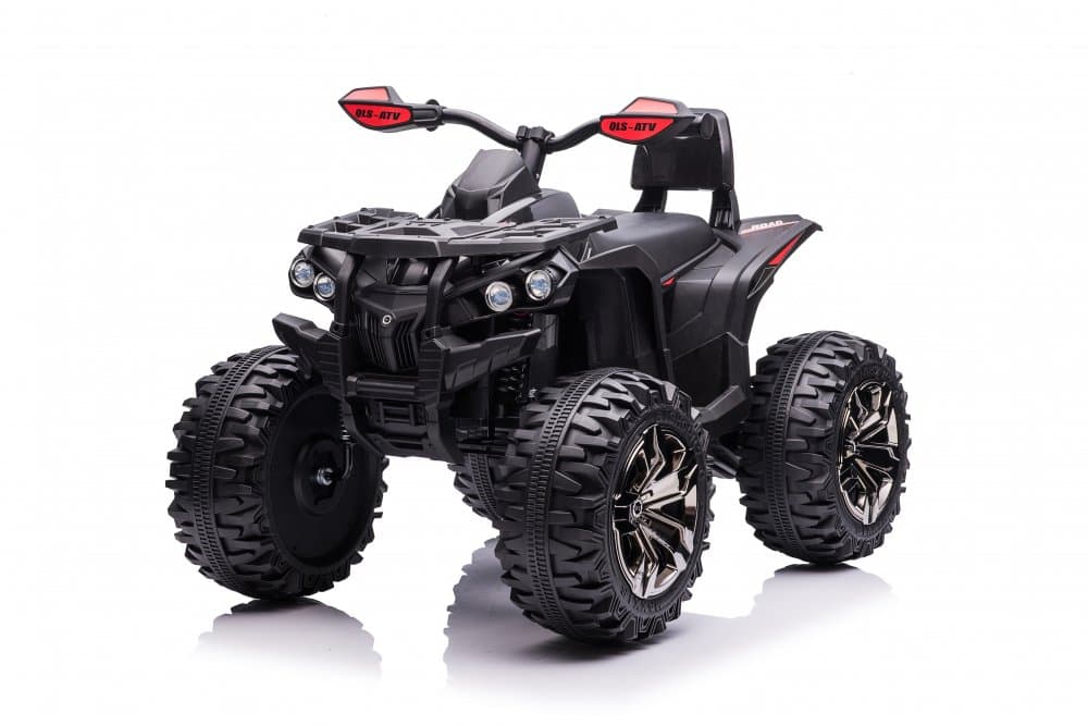 Atv electric pentru copii Nichiduta Road Power Black, Acumulator 12V7Ah, 2 Motoare 90W, Telecomanda 2.4G, Roti din cauciuc EVA, Faruri cu lumini LED, Efecte sonore, Spatar inalt