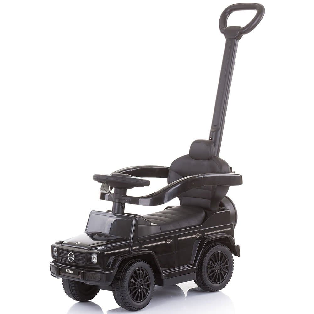 Masinuta copii de impins Chipolino Mercedes G350 Black cu maner si copertina detasabile, spatiu de depozitare sub sezut, suport pentru picioare retractabil, potrivita copiilor cu varsta mai mare de 1 an cu greutatea pana la 25 kg