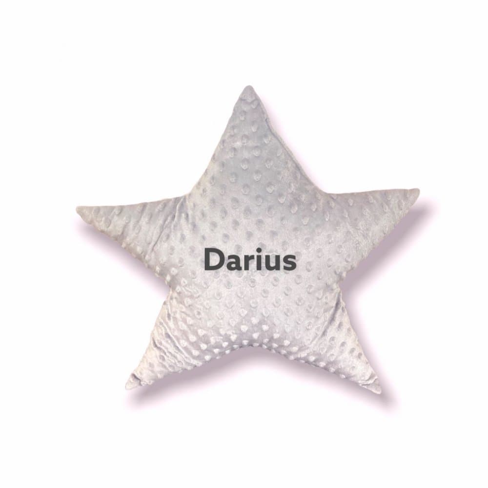 Perna decorativa personalizata Steluta din plus minky gri