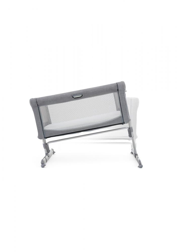 Patut pliant 2 in 1 Roomie Gray Flannel Joie cu un nivel, laterala culisanta si roti cu blocare