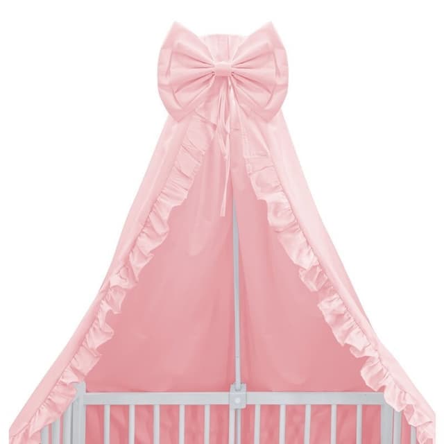 Baldachin pentru patut MimiNu cu funda si volanas 210x145 cm Colectia Royal Powder Pink