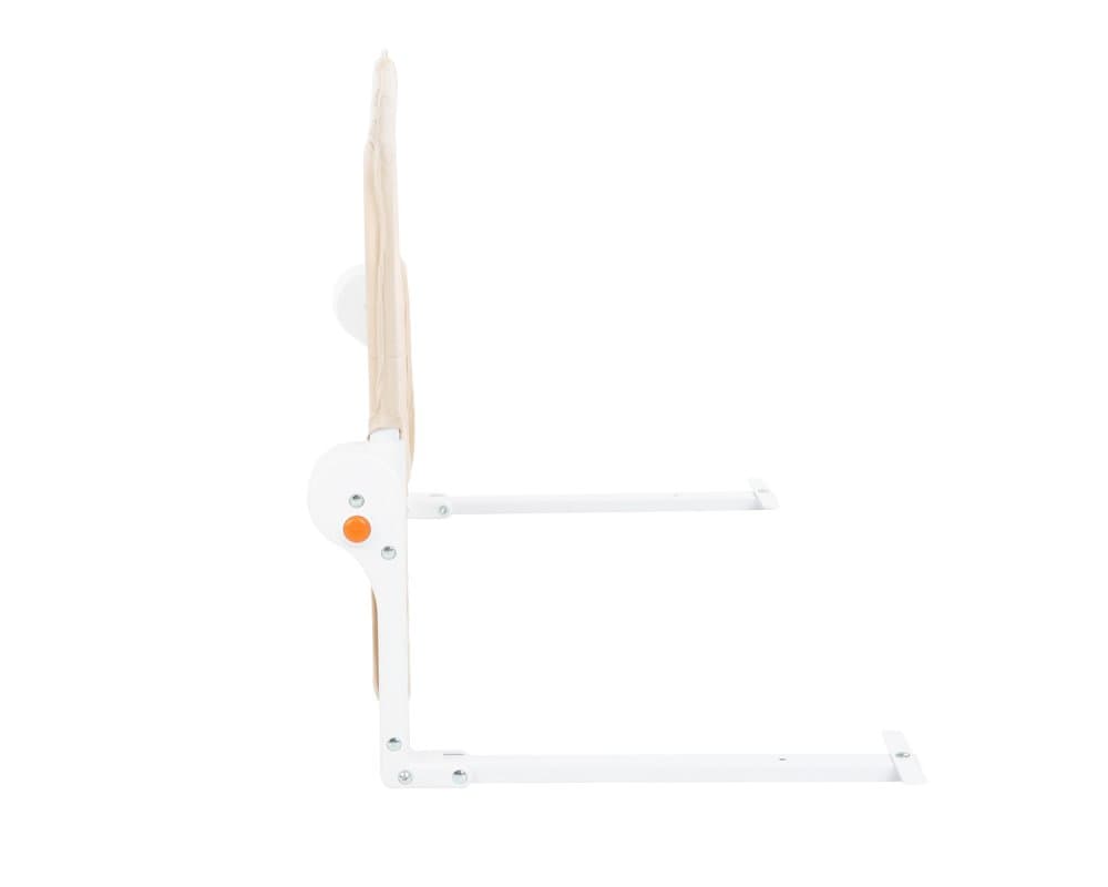 Bariera de protectie pentru pat copii KikkaBoo I am Safe Beige 102 cm,rabatabila pentru a permite urcarea sau coborarea copilului,compatibila cu saltele cu grosime 12-20 cm