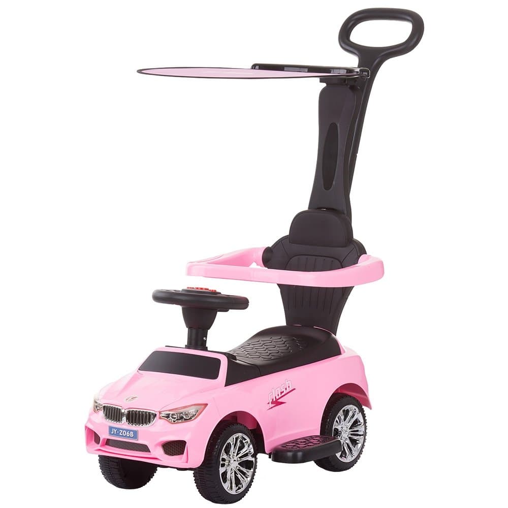 Masinuta copii de impins Chipolino Flash Pink cu maner si copertina detasabile, suport pentru picioare, spatiu de depozitare sub sezut, volan cu functii muzicale