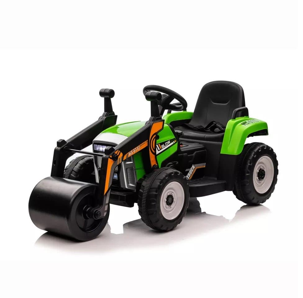 Tractor electric pentru copii Nichiduta Roller Track Green 12V, 60W cu telecomanda si schimbator de viteze, unitate audio cu Mp3 si Usb, telecomanda cu selectare 3 viteze, lumini Led