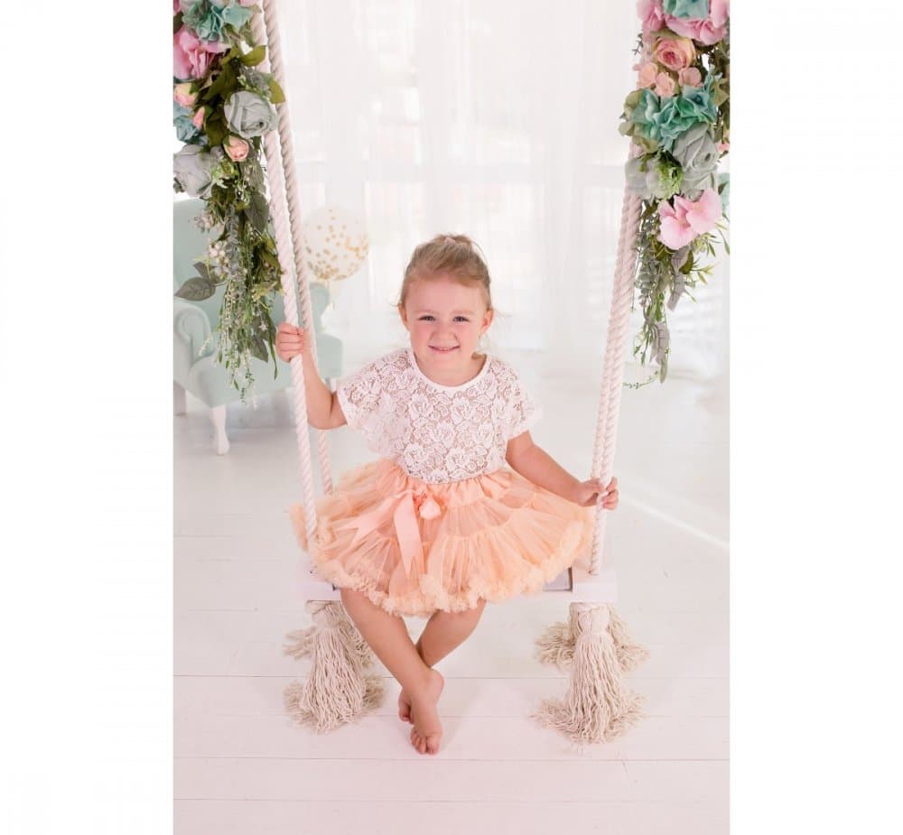 Leagan din lemn si spuma by BabySteps pentru copii WoodSwing catifea Velvet Grey