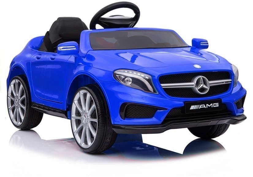 Masinuta electrica pentru copii Mercedes GLA45 AMG Paint Blue cu telecomanda, pornire la buton, lumini si sunete