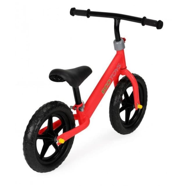 Bicicleta fara pedale Ecotoys JM 763 Rosu, cu roti din spuma eva, scaun reglabil pe inaltime 28-38 cm de la sol la sa, recomandata copiilor incepand cu varsta de 3 ani