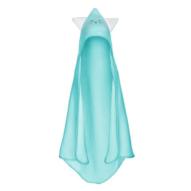 Prosop cu gluga cu urechi din bumbac 80x80 cm Aqua Cat Qmini