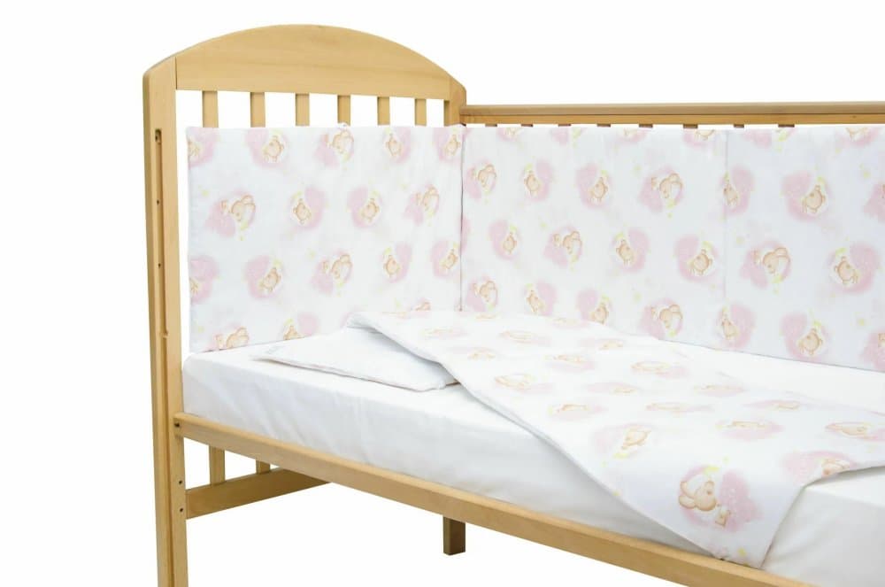 Set protectii patut Pink Bears Dream din bumbac 50x100 cm KidsDecor