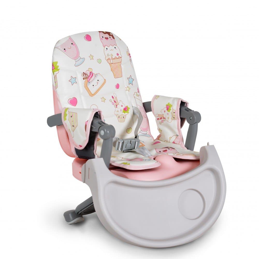 Inaltator de masa booster pentru copii Cangaroo Kiwi Cupcake,pliere compacta cu maner transport,inaltime reglabila 4 nivele,picioare antiderapante,masuta detasabila cu compartiment pahar,husa impermeabila,centuri de siguranta