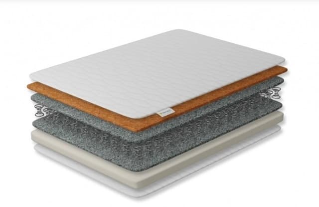 Saltea pentru copii cocos spuma arcuri latex cu husa detasabila bumbac127x63x14 cm